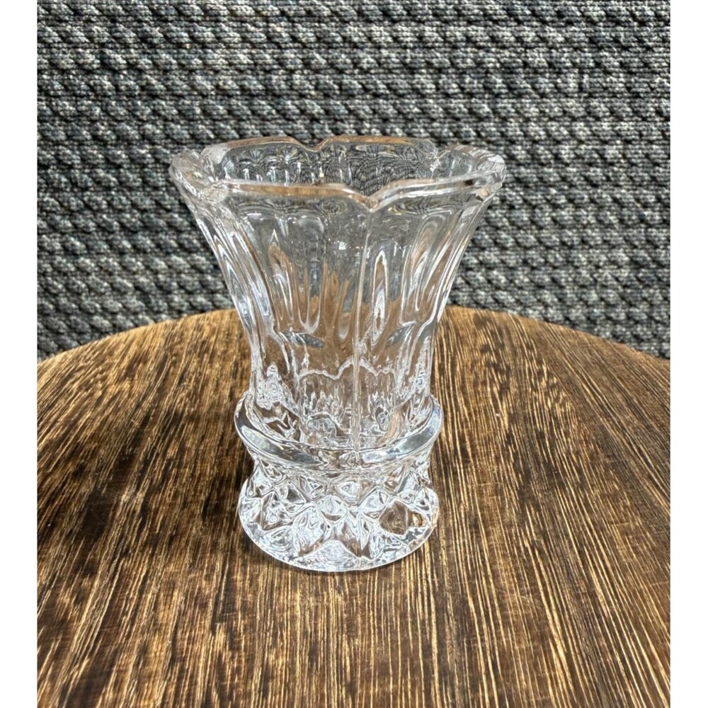 Vintage Crystal Toothpick Holder or Small Bud Vase 2.5" Tall